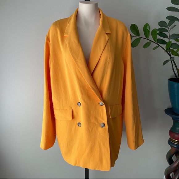 Wilfred Cherrelle Blazer Jacket Yellow Double Breasted Oversized Size Large - Picture 5 of 11